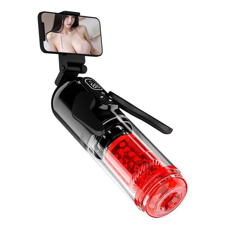 Flying Wings Penis Cup with Extendable Rotation, Suction, and Dual Vibration Handle - Male Hydro Bath Self-Stimulation Toy for Adults